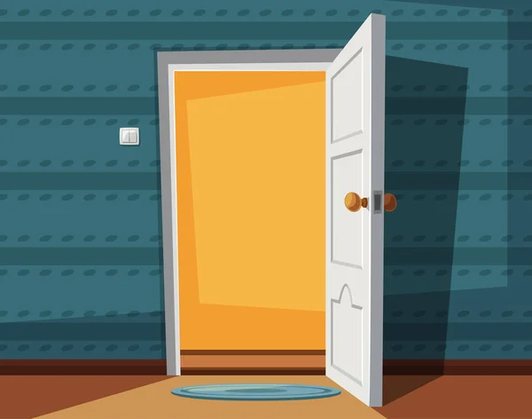 Open de deur. Cartoon vectorillustratie. Binnenkant van huis — Stockvector