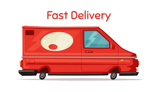 Servicio de entrega por furgoneta. Coche para entrega de paquetes. Dibujos animados vector ilustración — Vector de stock
