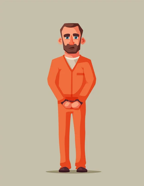 Prisionero en prisión. Diseño de personajes. Dibujos animados ilustración — Vector de stock