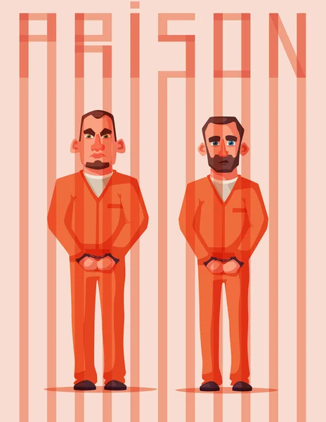 Fångar i fängelse. Karaktärsdesign. Tecknad bild — Stock vektor