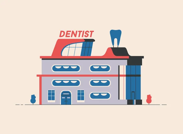 Edificio dentistico. Illustrazione a vettore piatto. Facciata esterna — Vettoriale Stock