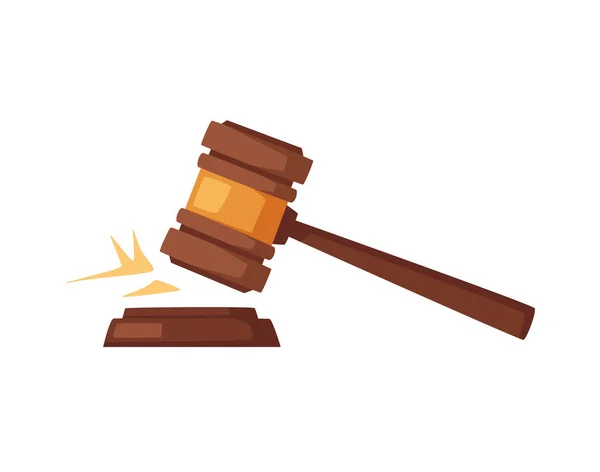 Martelo juiz de madeira. Desenhos animados ilustração vetorial — Vetor de Stock
