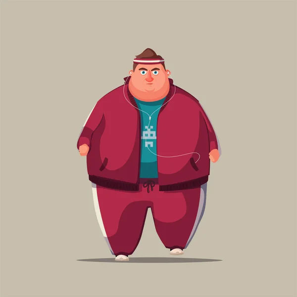 Gordo. Ejecutar y actividad concepto de estilo de vida. Dibujos animados vector ilustración — Vector de stock