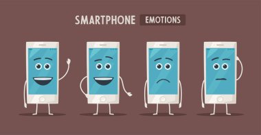 Boş ekran ile Smartphone tutan el. Vektör karikatür çizim. Yeni cep telefonu