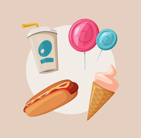 Street Food oder Fast Food Händler Lieferwagen. Zeichentrickvektorillustration — Stockvektor