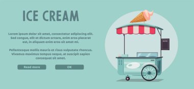 Sokak yemeği ya da dondurma kamyonu. Çizgi film vektör illüstrasyonu