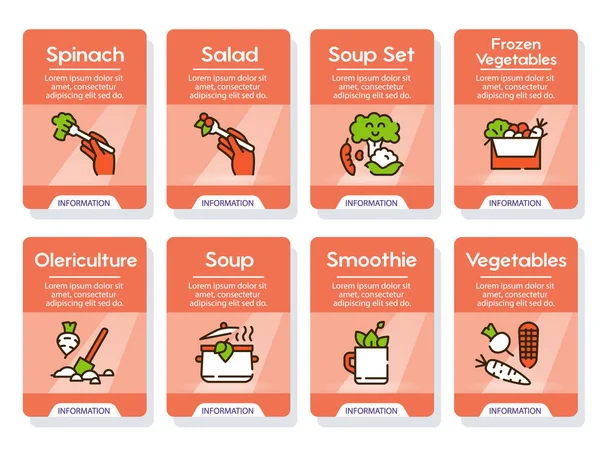 Vegetáriánus termékek színes lineáris ikonok készlet — Stock Vector