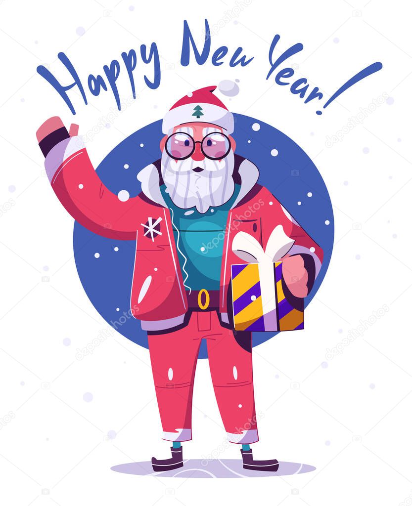 Santa Claus character. Cartoon vector illustration. 