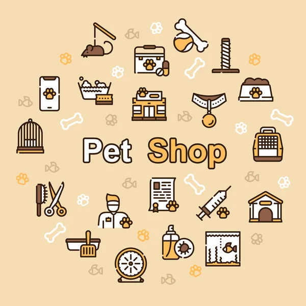 Pet service kleur lineaire pictogrammen ingesteld — Stockvector