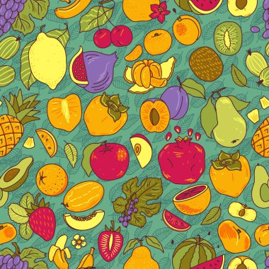 Meyve el çizimi vektör çizimleri ayarlandı