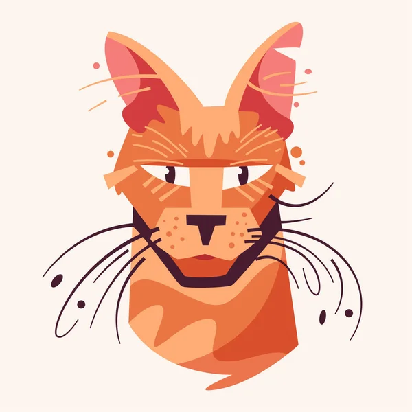 Lindo gato cara plana vector ilustración — Archivo Imágenes Vectoriales