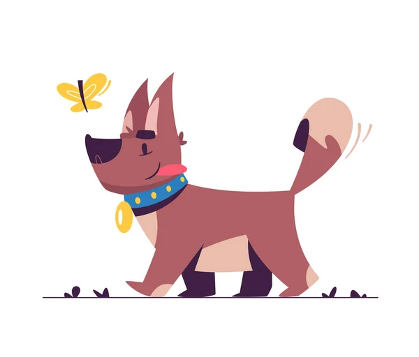 Aranyos kis kutya lapos vektor illusztráció — Stock Vector