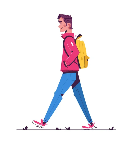 Wandeling in regenachtige dag platte illustratie — Stockvector