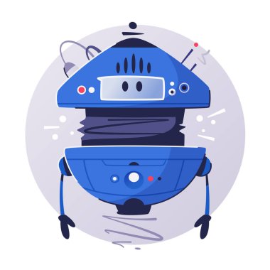 Modern drone asistanı düz vektör çizimi. Siber punk tasarımı