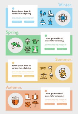 Mevsimlik öğeler renk doğrusal simgeleri ayarlandı
