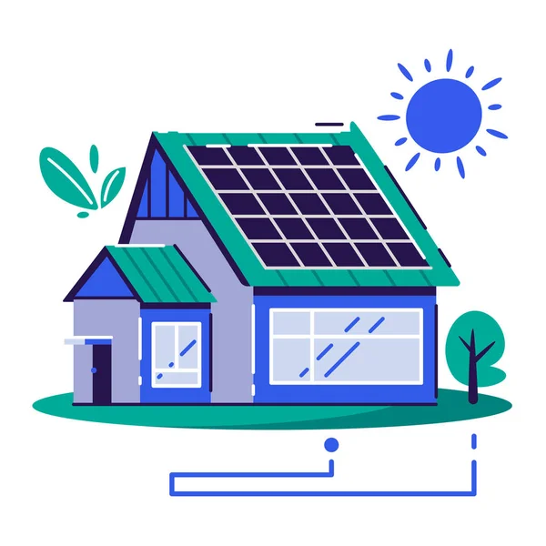 Eco huis. Cartoon vector platte illustratie. — Stockvector