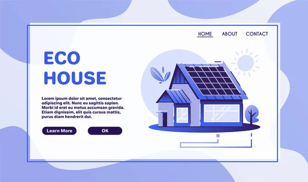 Eco huis. Cartoon vector platte illustratie. — Stockvector