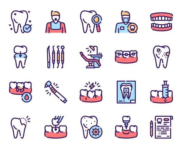 Zestaw ikon wektorowych do pielęgnacji zębów — Wektor stockowy