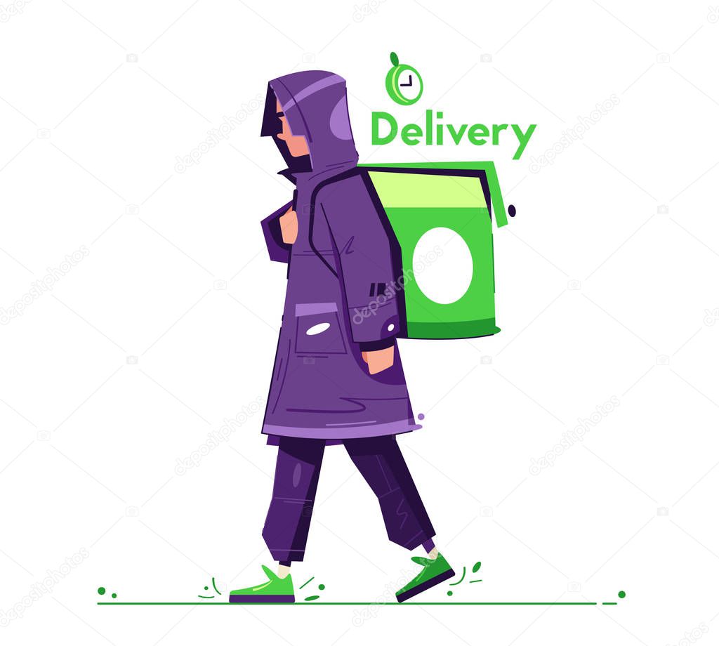 Delivery guy. Character design. Cartoon vector illustration