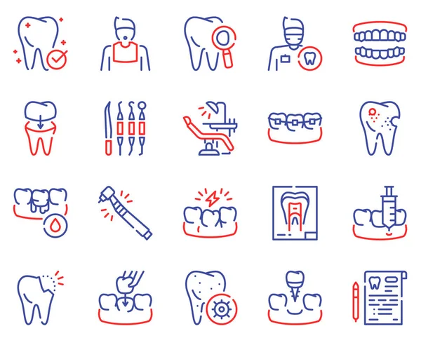Dental care color linear vector icons set — Stock Vector
