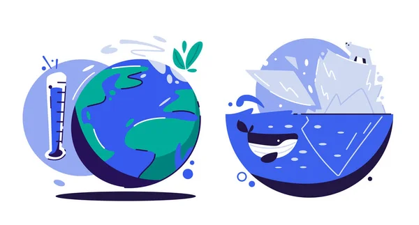 Concept de réchauffement climatique. Illustration vectorielle de bande dessinée . — Image vectorielle