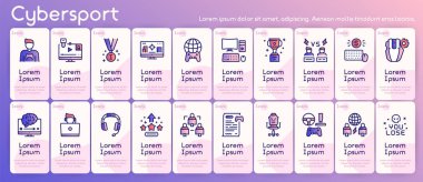 Esport renk doğrusal vektör simgeleri ayarlandı.