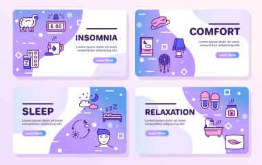 Uyku ve uykusuzluk renk doğrusal vektör simgeleri ayarlandı.