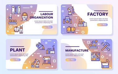 Fabrika renk çizgisi simgesi seti. Çalışma ve mühendislik kavramı