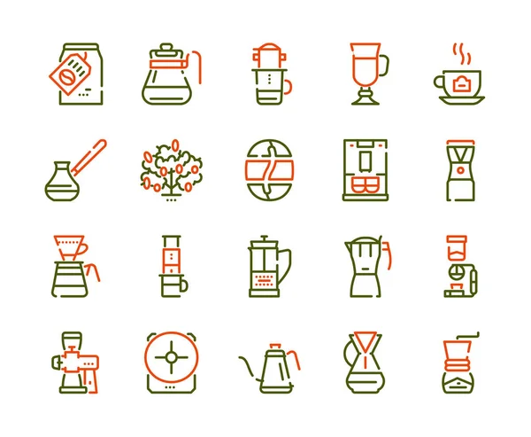 Third wave alternative coffee color icon set. Editable stroke. — Stockový vektor