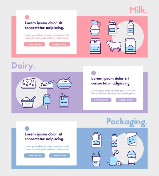 Dairy produce color icon set. Milk Products. Editable stroke — Διανυσματικό Αρχείο