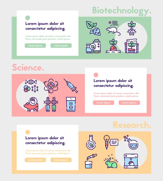 生物技术彩色线性矢量图标集.生物技术概念。可编辑笔划 — 图库矢量图片