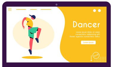 Çağdaş ve klasik dans seti. Dansçı karakter tasarımı. Düz vektör illüstrasyonu.