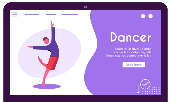 Hedendaagse en klassieke dansset. Danser karakter ontwerp. Platte vectorillustratie. — Stockvector