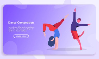 Çağdaş ve klasik dans seti. Dansçı karakter tasarımı. Düz vektör illüstrasyonu.