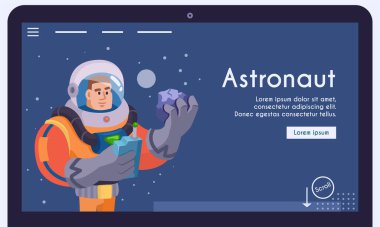 Astronaut character exploring outer space. Cartoon vector illustration