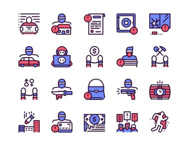 Suçun vektör renk çizgisi simgesi