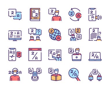 Dil öğrenme ana hatları simgeleri ayarlandı