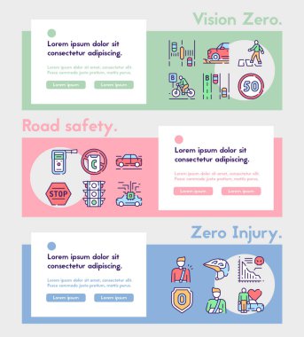 Vektör renk doğrusal simge pankartı Vision Zero