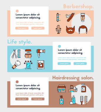 Berber dükkanı özet simgeleri beyaz arkaplanda ayarlandı