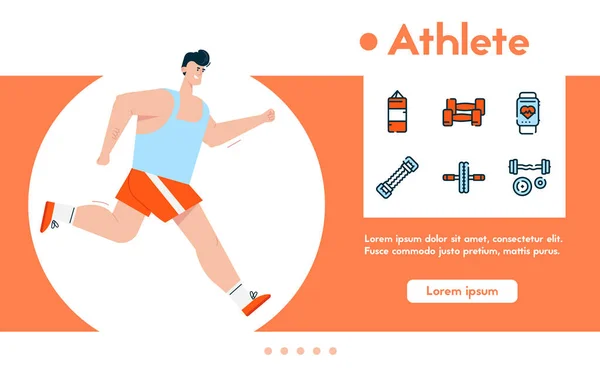 Vector banner sport exercise and linear icons set