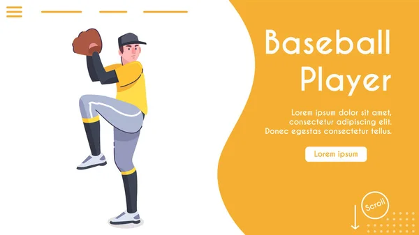 Vector banner template baseball player pond — 스톡 벡터