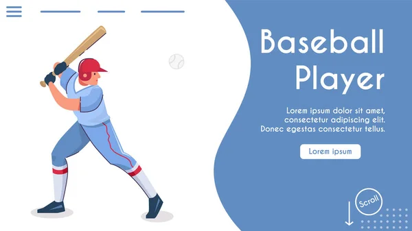 Διάνυσμα banner πρότυπο μπέιζμπολ παίκτης κτύπημα — Διανυσματικό Αρχείο