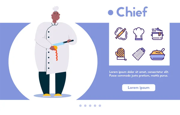 Vektorový banner ilustrace kuchaře vaření v restauraci — Stockový vektor