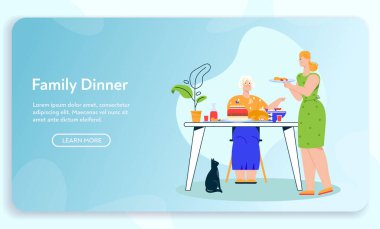 Aile yemeğinin vektör karakter çizimi