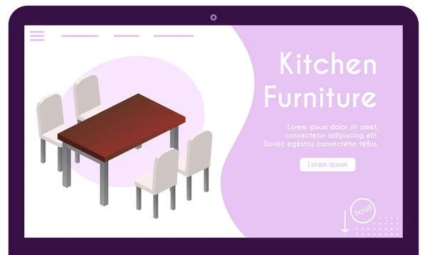 İzometrik görünümlü mutfak mobilyalarının vektör pankartı — Stok Vektör