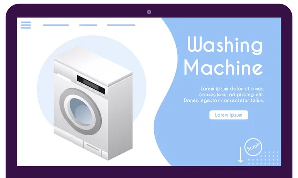 Vector banner van wasmachine in isometrische weergave — Stockvector