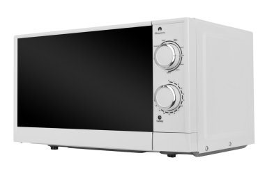 Yeni beyaz mikrodalga fırın beyaz arka plan üzerinde izole