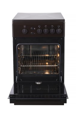 Beyaz bir arka plan üzerinde izole kahverengi gaz soba