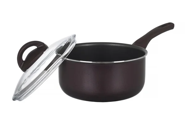 Aço inoxidável Saucepan isolado no fundo branco — Fotografia de Stock