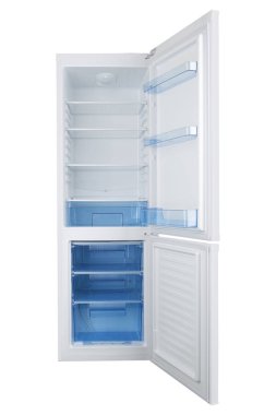 Beyaz arka plan üzerinde izole beyaz buzdolabı